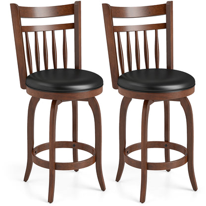 Swivel Bar Stools Set of 2 Counter Height Faux Leather Upholstered Barstools-29 Inhces