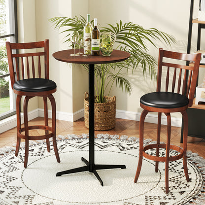 Swivel Bar Stools Set of 2 Counter Height Faux Leather Upholstered Barstools-29 Inhces