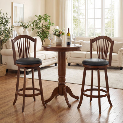 Swivel Bar Stools with Backrests and Wood Frame for Kitchen Island-24 Inch