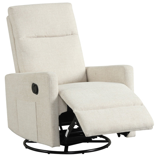 Swivel Rocking Chair 360° Nursery Reclining Rocker Armchair with Cushioned Back-Beige
