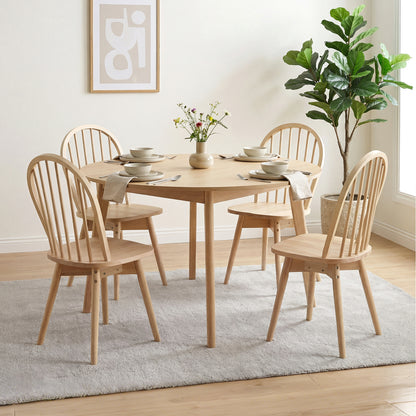 Swivel Windsor Dining Chairs Set of 4 with Solid Rubber Wood Frame-Natural