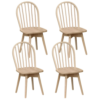 Swivel Windsor Dining Chairs Set of 4 with Solid Rubber Wood Frame-Natural