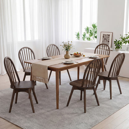 Swivel Windsor Dining Chairs Set of 4 with Solid Rubber Wood Frame-Natural