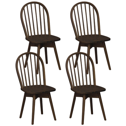 Swivel Windsor Dining Chairs Set of 4 with Solid Rubber Wood Frame-Natural