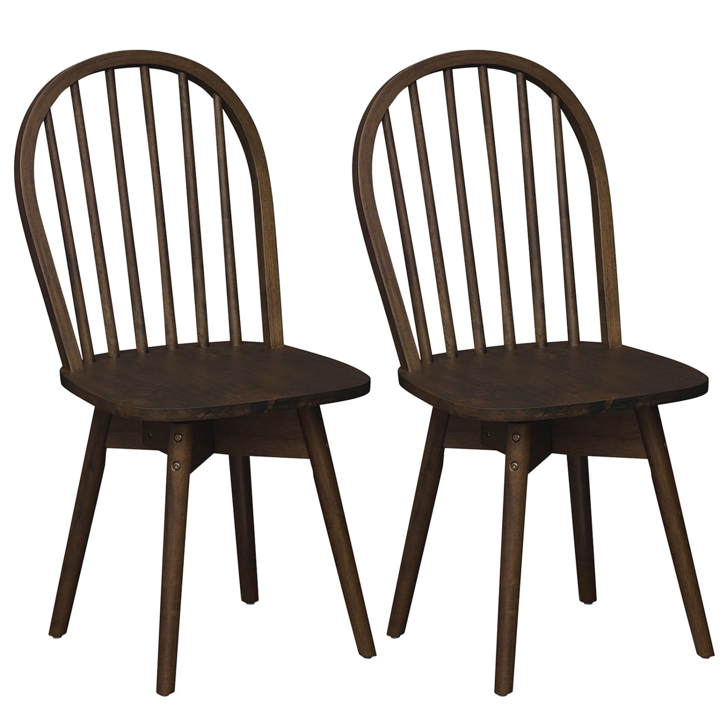 Swivel Windsor Dining Chairs Set of 2 with Solid Rubber Wood Frame-Natural