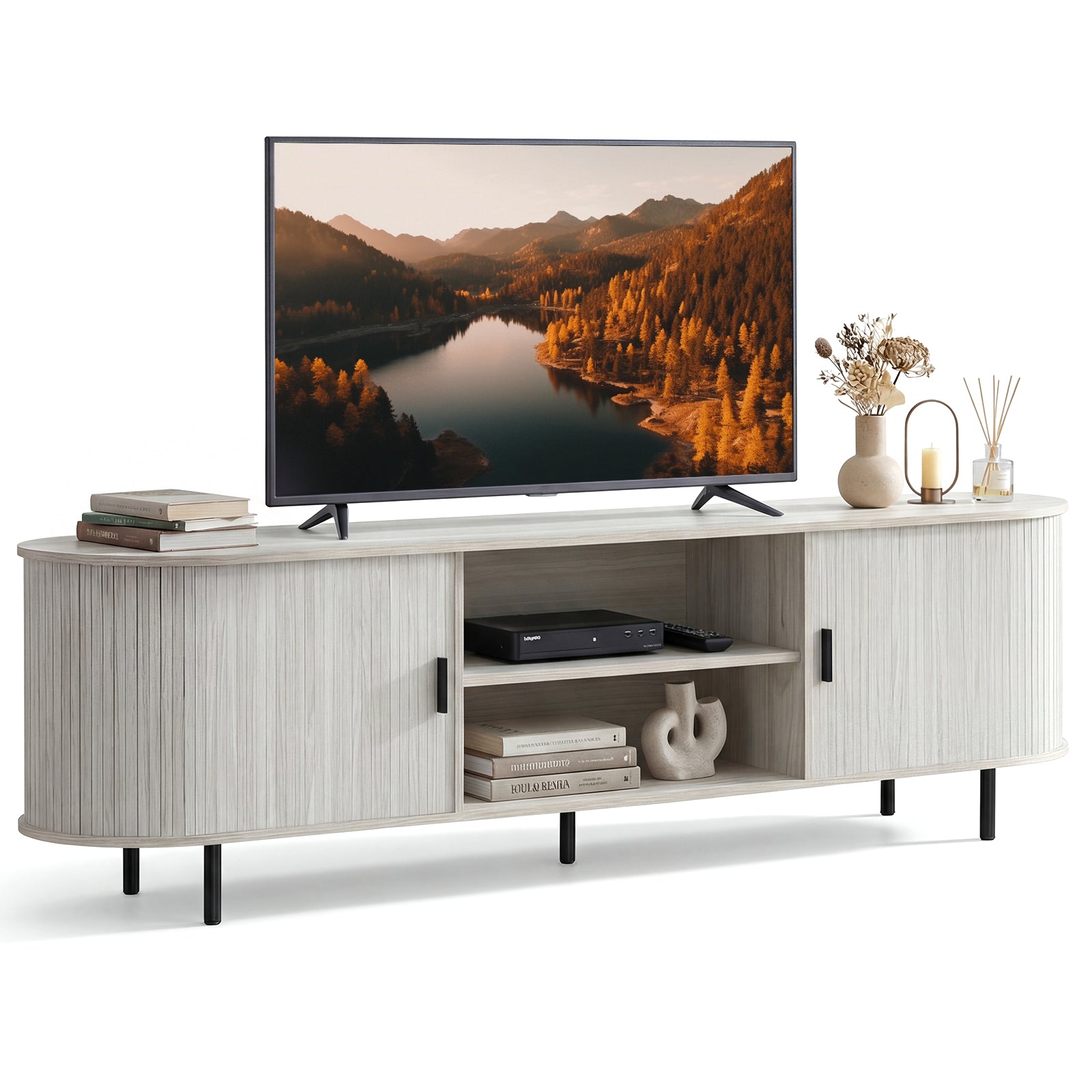 TV Stand for 80 Inch TVs Mid Century Modern Entertainment Center with ...