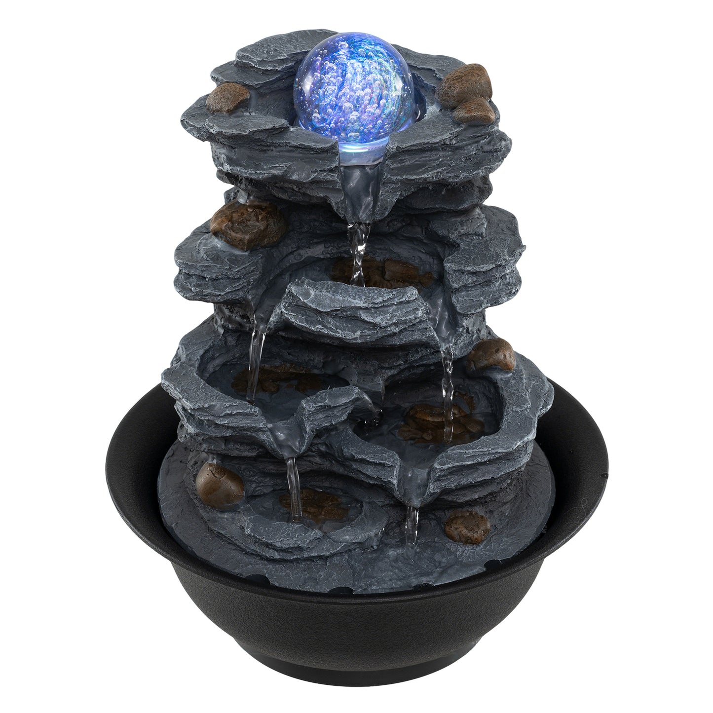 Tabletop Water Fountain with Rolling Crystal Ball and Color-Changing LED Light-B