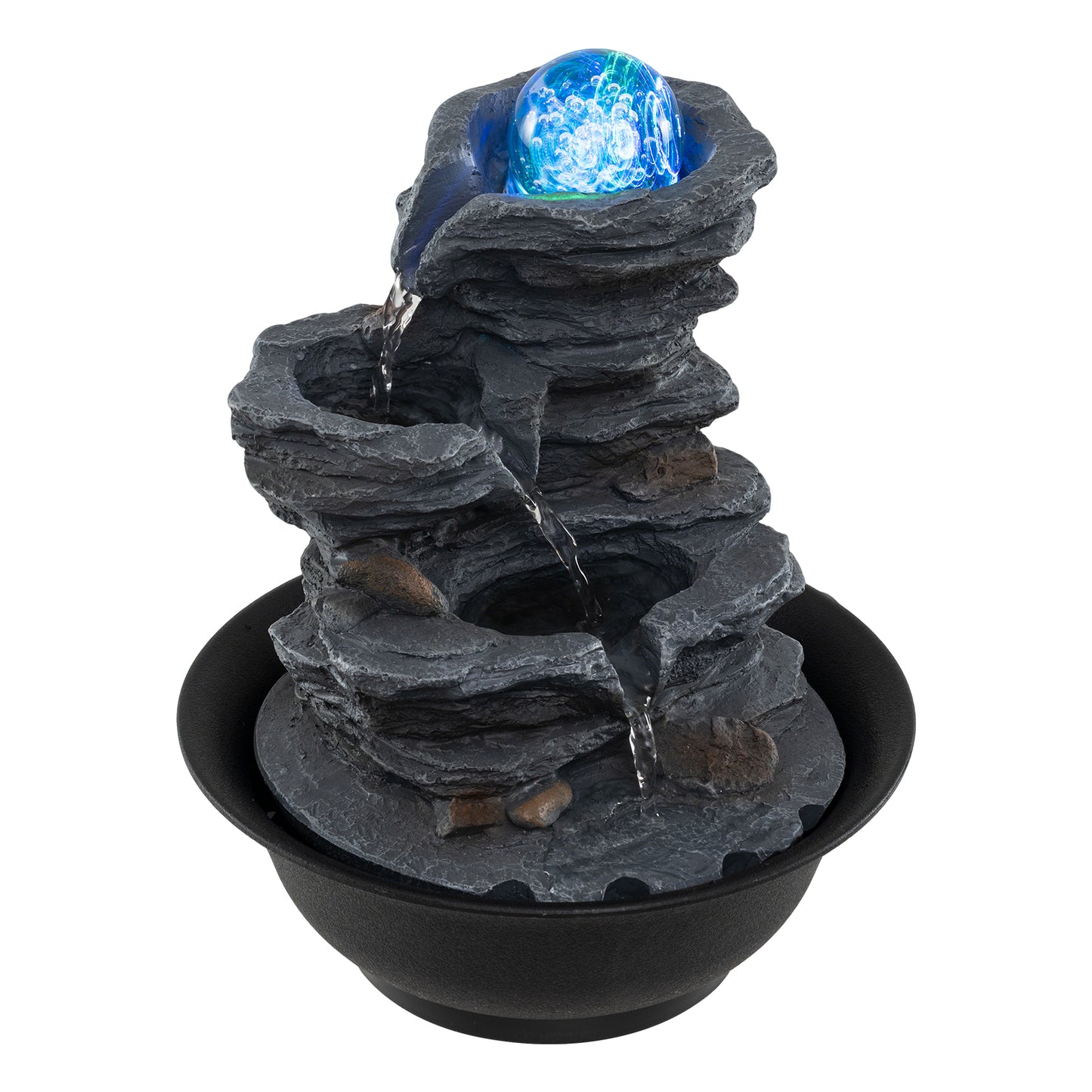 Tabletop Water Fountain with Rolling Crystal Ball and Color-Changing LED Light-B