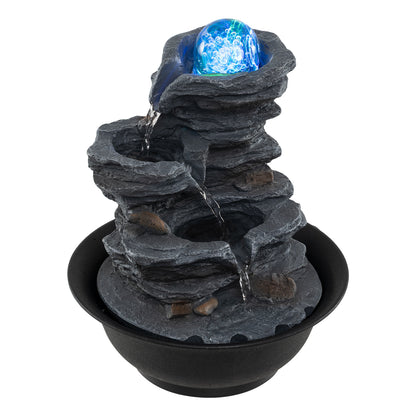 Tabletop Water Fountain with Rolling Crystal Ball and Color-Changing LED Light-B