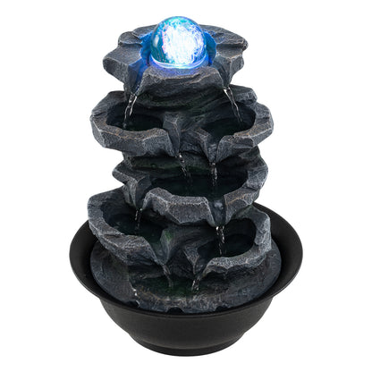 Tabletop Water Fountain with Rolling Crystal Ball and Color-Changing LED Light-B