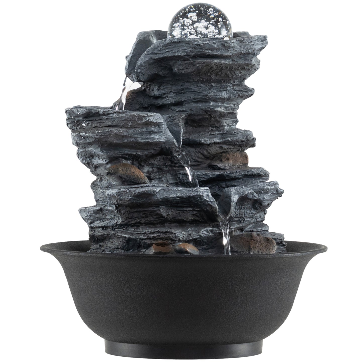 Tabletop Water Fountain with Rolling Crystal Ball and Color-Changing LED Light-C