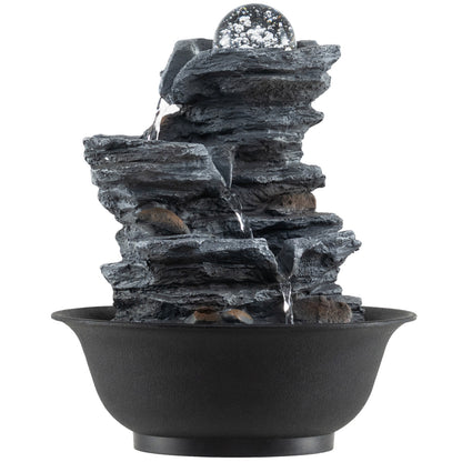 Tabletop Water Fountain with Rolling Crystal Ball and Color-Changing LED Light-C