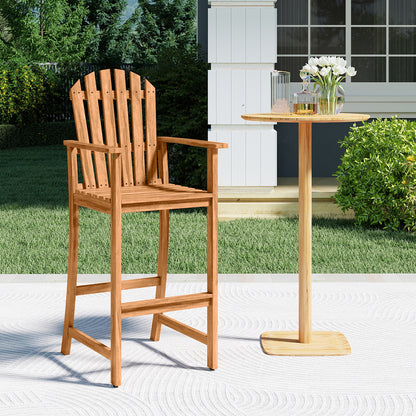 Tall Adirondack Chair with Armrests and Footrest for Deck-Natural
