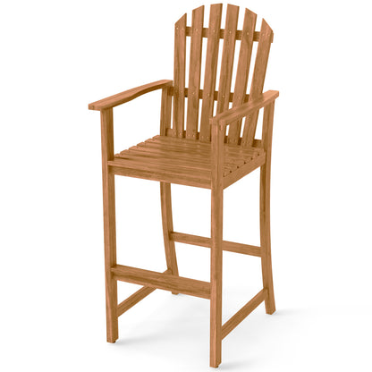 Tall Adirondack Chair with Armrests and Footrest for Deck-Natural