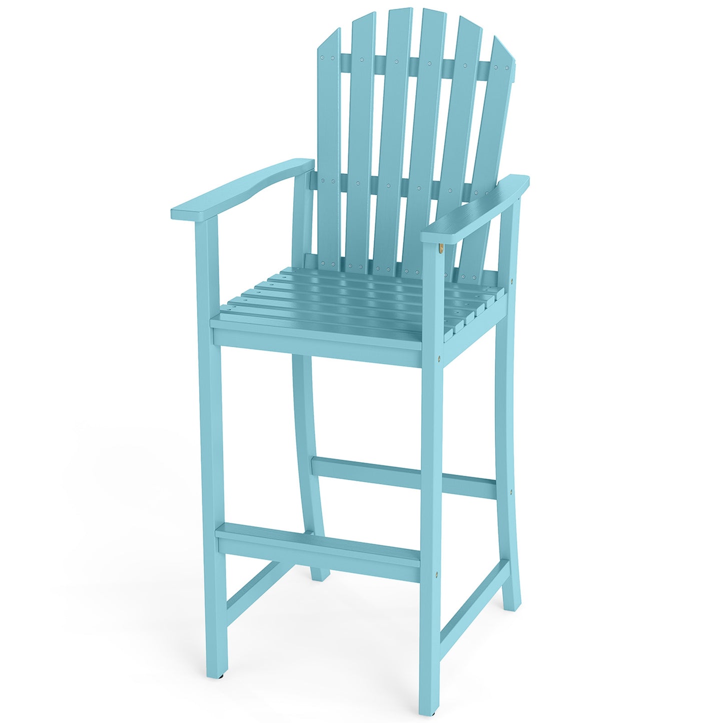 Tall Adirondack Chair with Armrests and Footrest for Deck-Natural