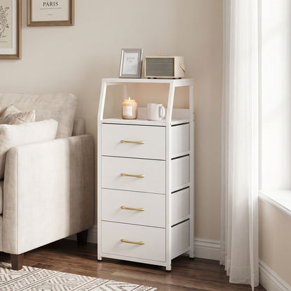 Tall Dresser with 4 Fabric Drawers and Metal Frame for Bedroom-Black