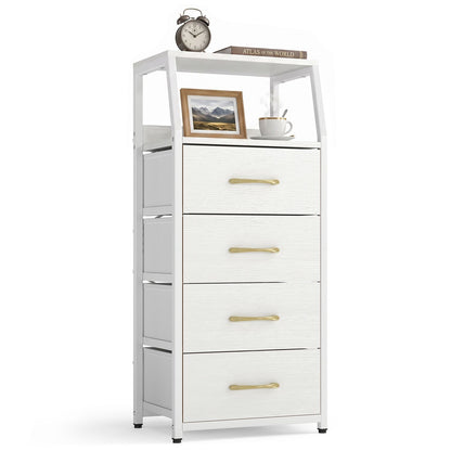 Tall Dresser with 4 Fabric Drawers and Metal Frame for Bedroom-Black