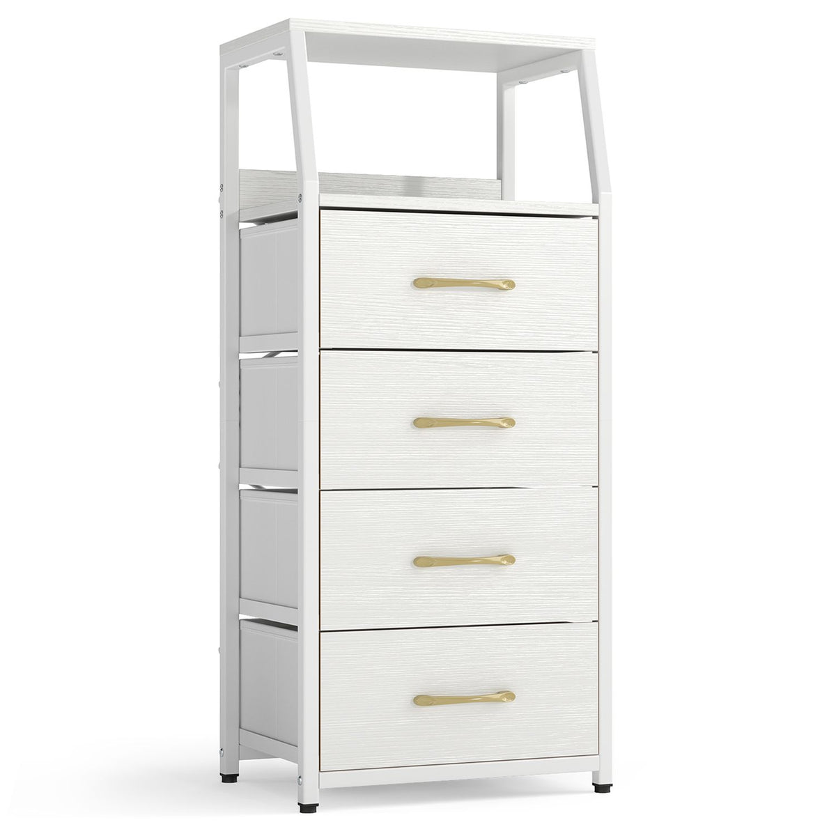 Tall Dresser with 4 Fabric Drawers and Metal Frame for Bedroom-Black