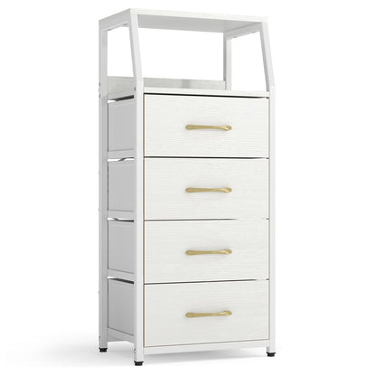 Tall Dresser with 4 Fabric Drawers and Metal Frame for Bedroom-Black