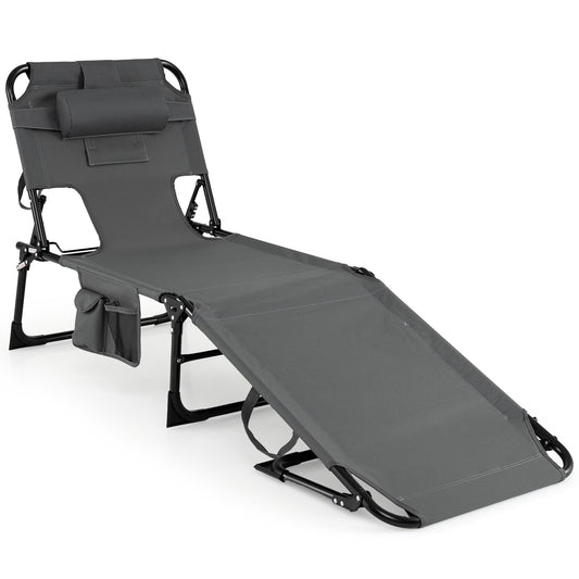 Tanning Chair with Face Arm Holes Folding Chair-Gray