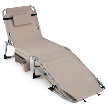 Tanning Chair with Face Arm Holes Portable Sunbathing Chair-Beige