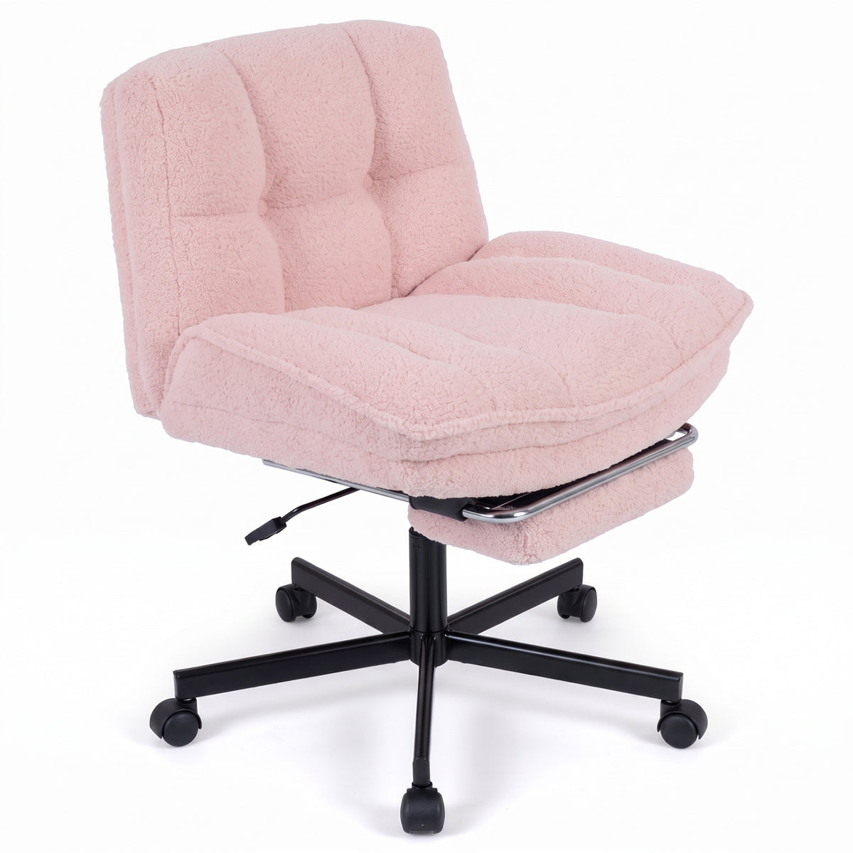 Teddy Plush Office Chair with Footrest and Adjustable Height for Home Office-Gray