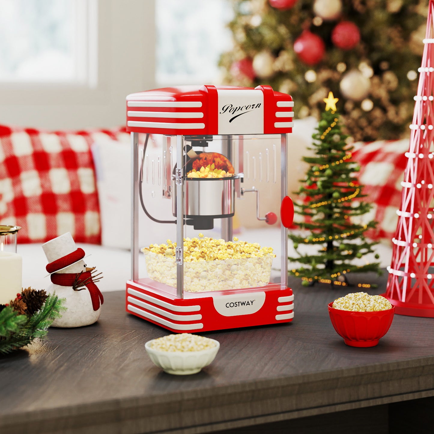 Theater Style Countertop Popcorn Maker with Stainless Steel Kettle-Red