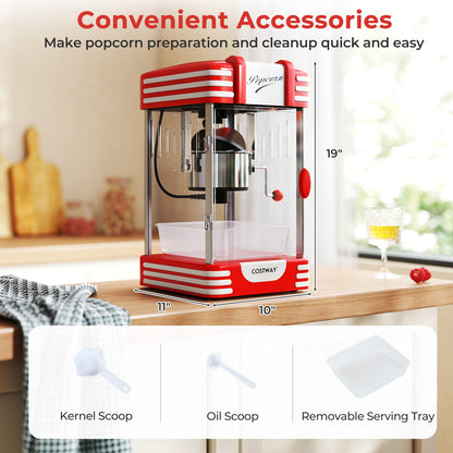 Theater Style Countertop Popcorn Maker with Stainless Steel Kettle-Red