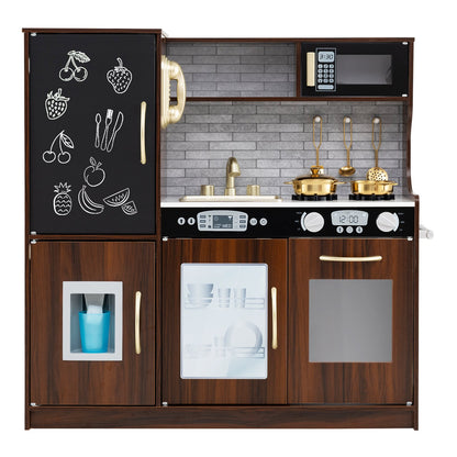 Toddler Pretend Play Kitchen for Boys and Girls 3-6 Years Old-Black