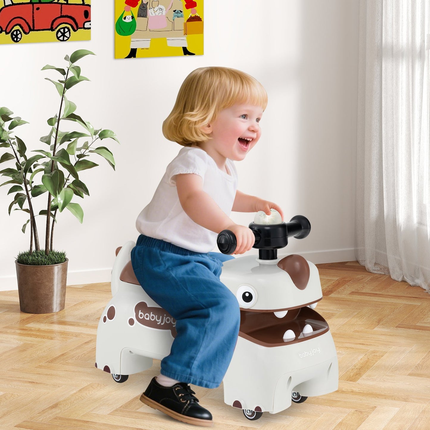 Toddler Ride on Toy Walking Sliding Car with Lights and Music-Green