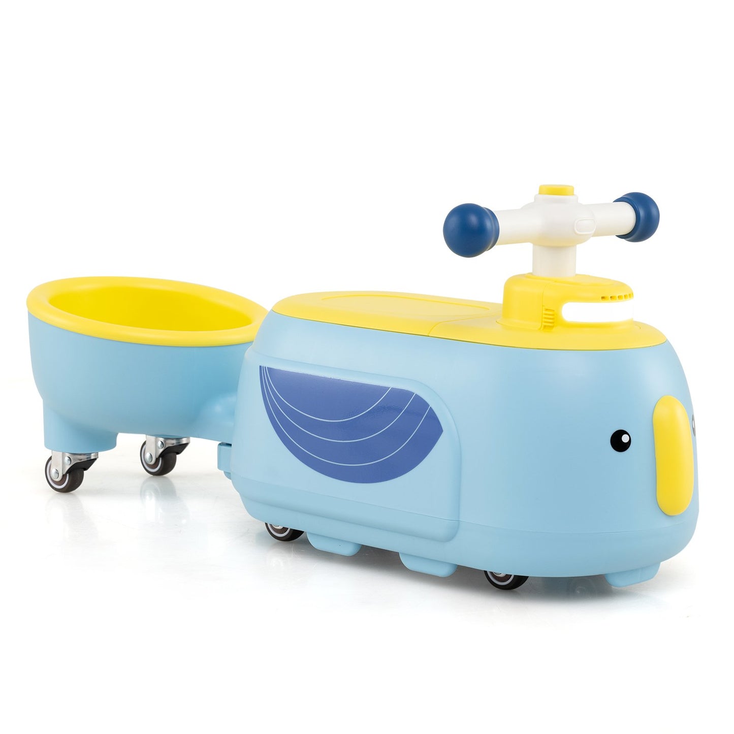 Toddler Ride on Toy with Trailer and Light Music-Beige