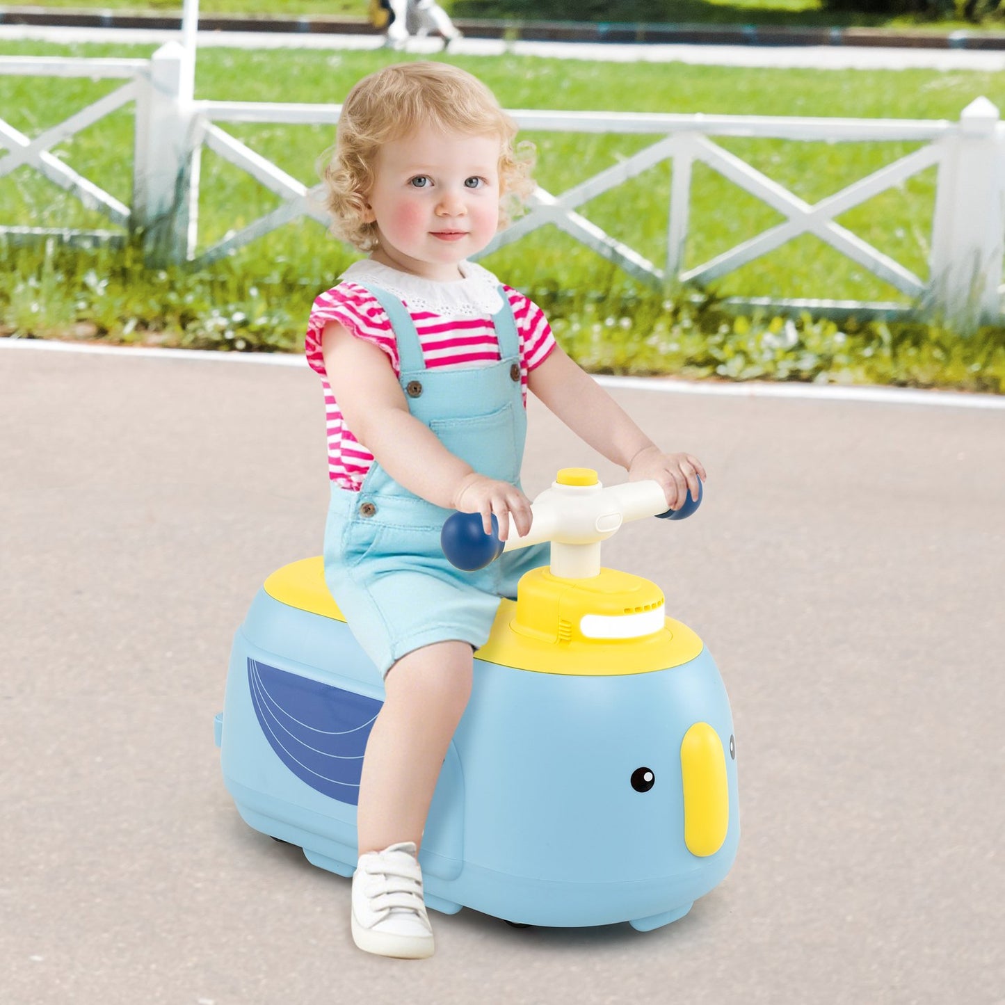Toddler Ride on Toy with Trailer and Light Music-Beige