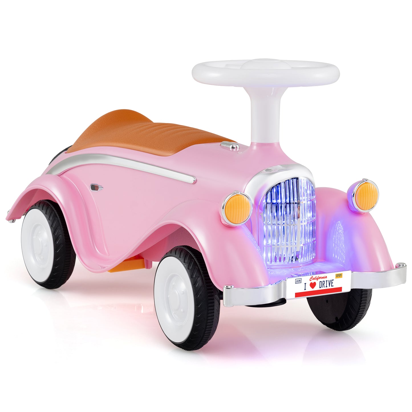 Toddler Ride on Toy Classic Sliding Car with Horn and LED Headlight-Blue