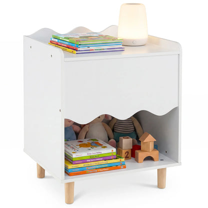 Toddler Scalloped Side Table with Wide Top & Open Compartment-Pink