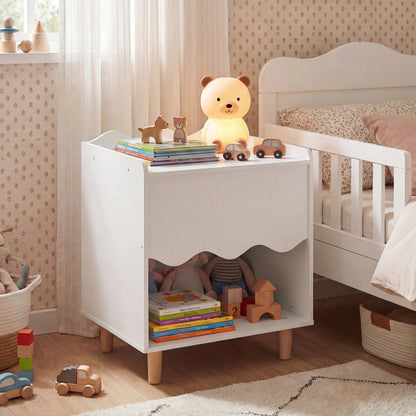 Toddler Scalloped Side Table with Wide Top & Open Compartment-Pink