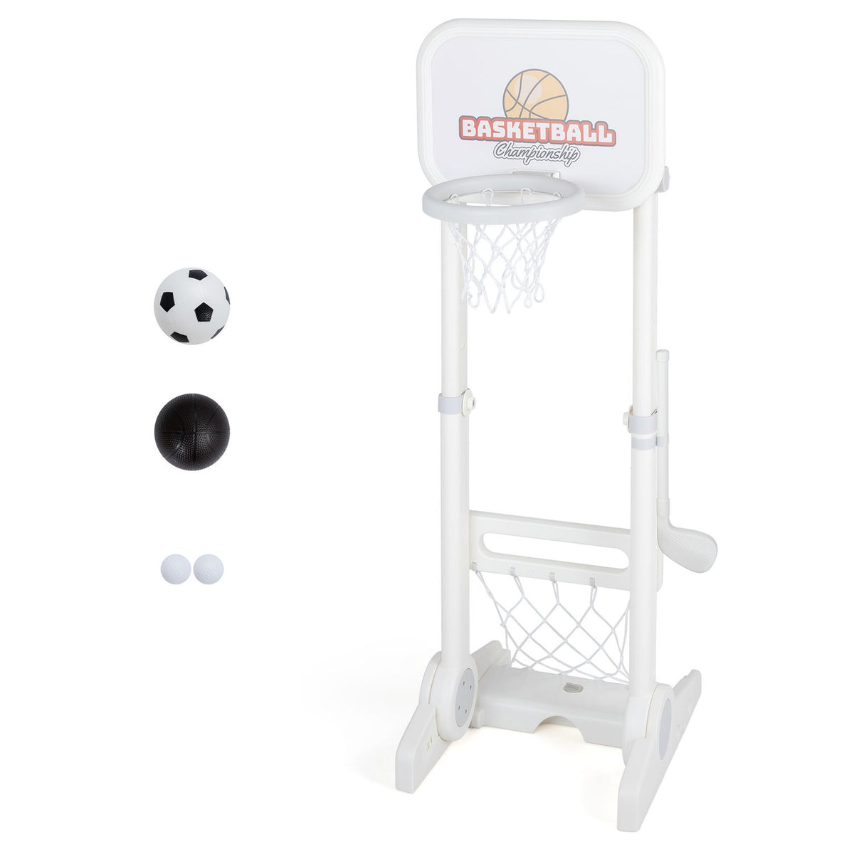 Toddler Sports Set with 3 in 1 Basketball Hoop and Soccer Goal for Outdoor Play