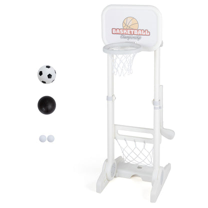 Toddler Sports Set with 3 in 1 Basketball Hoop and Soccer Goal for Outdoor Play