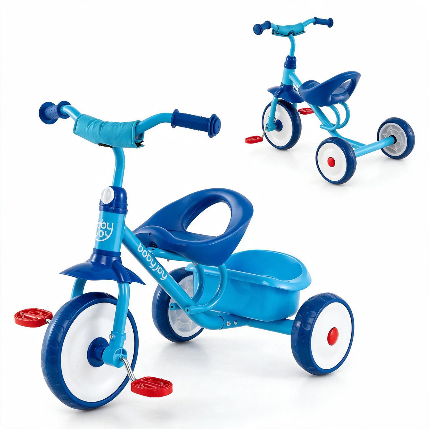 Toddler Tricycle for Boys and Girls 2-5 Years Old  with Removable Rear Storage Basket-Blue