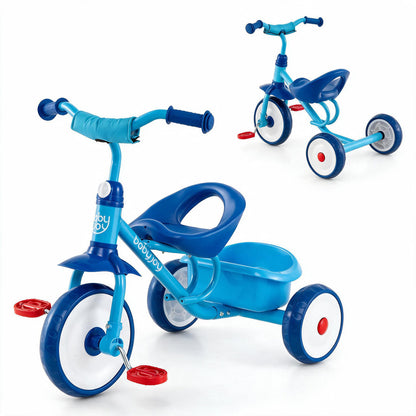 Toddler Tricycle for Boys and Girls 2-5 Years Old  with Removable Rear Storage Basket-Blue