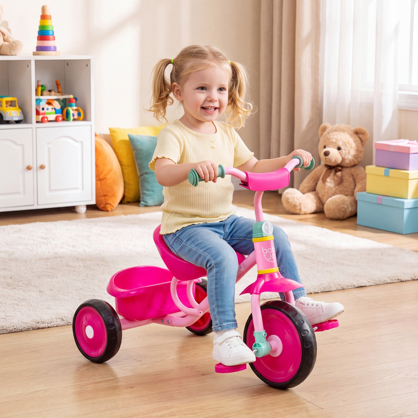Toddler Tricycle for Boys and Girls 2-5 Years Old  with Removable Rear Storage Basket-Blue