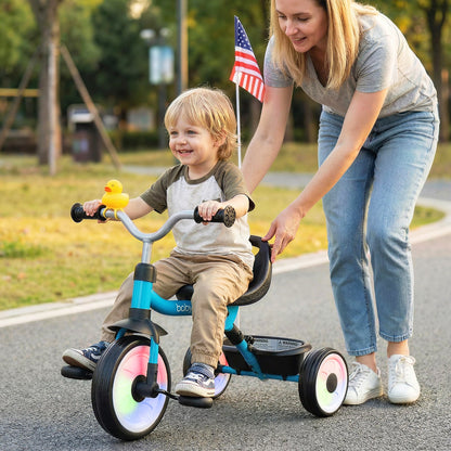 Toddler Tricycle with 3-Position Seat and Storage Basket for Kids-Blue