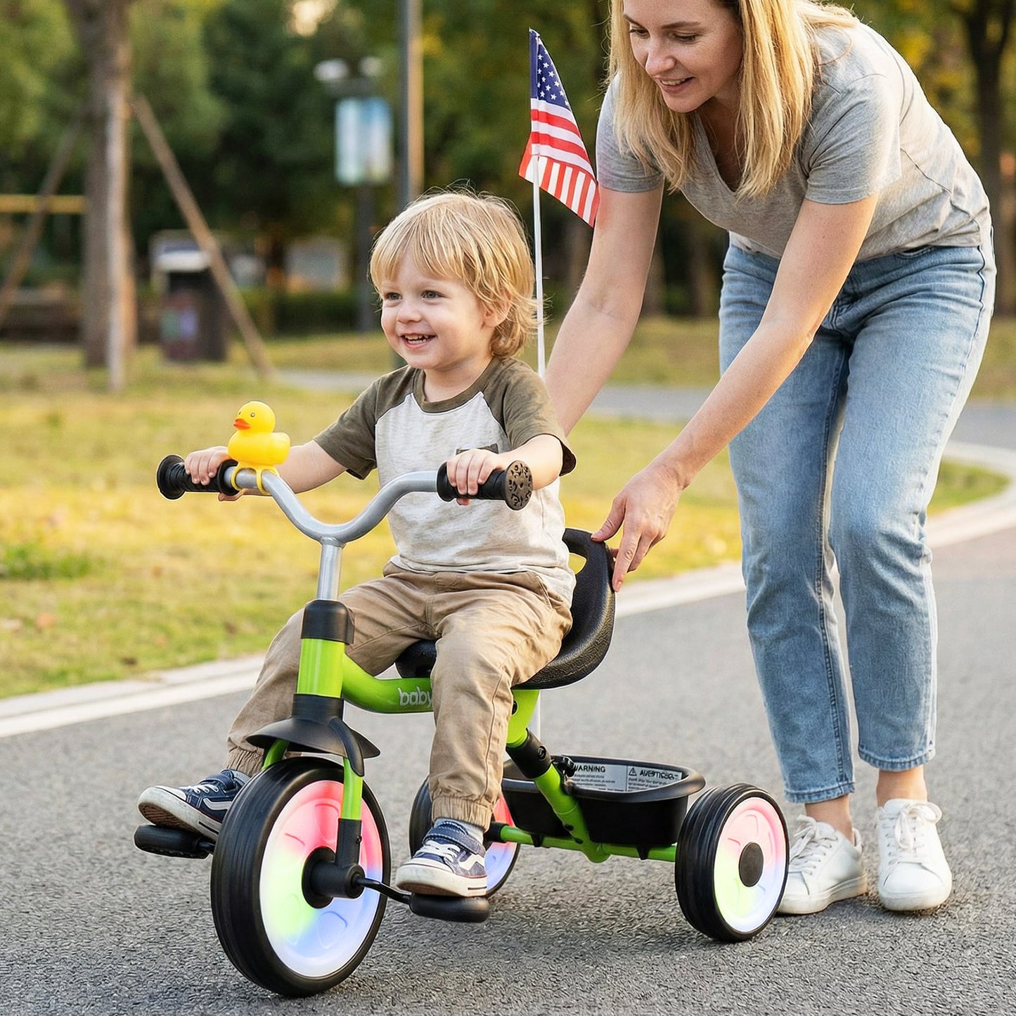 Toddler Tricycle with 3-Position Seat and Storage Basket for Kids-Blue