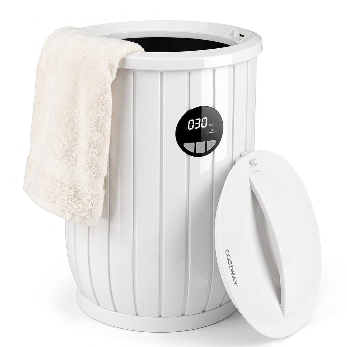 Towel Warmer Heated Bucket with Auto Shut Off and Fragrance Tray for Bathrooms-White