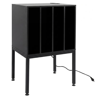 Turntable Record Player Stand with Power Outlets-Black