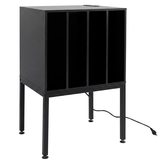 Turntable Record Player Stand with Power Outlets-Black