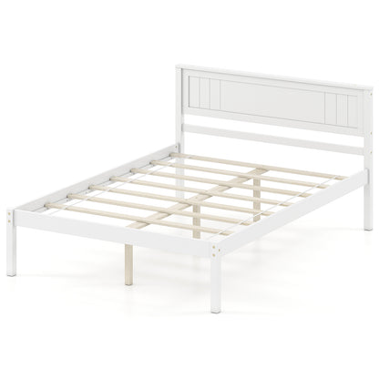 Twin/Full/Queen Size Sturdy Wooden Bed Frame with Headboard and Slat Support-Queen Size