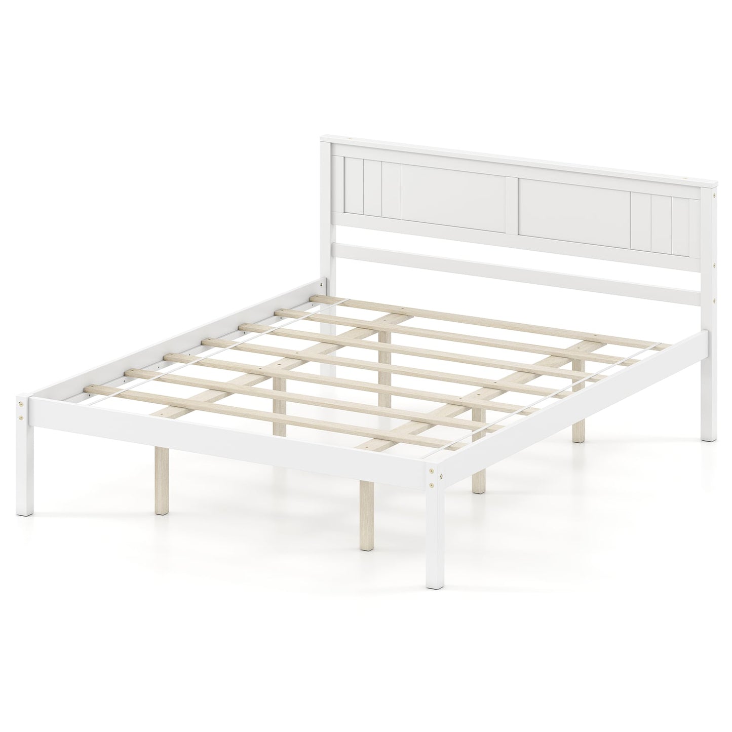 Twin/Full/Queen Size Sturdy Wooden Bed Frame with Headboard and Slat Support-Queen Size