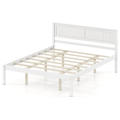 Twin/Full/Queen Size Sturdy Wooden Bed Frame with Headboard and Slat Support-Queen Size