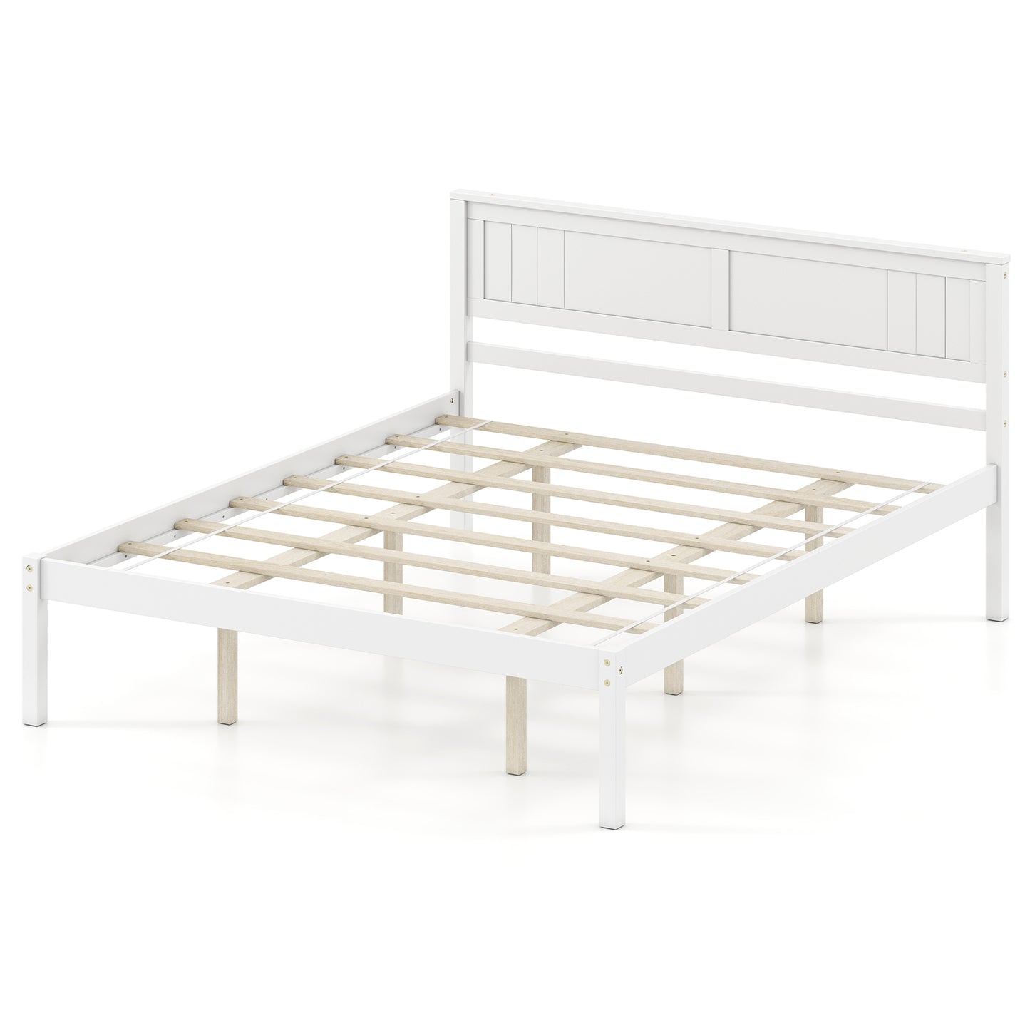 Twin/Full/Queen Size Sturdy Wooden Bed Frame with Headboard and Slat Support-Twin Size