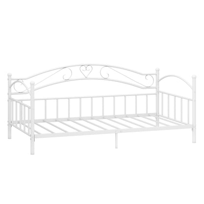 Twin Size Metal Daybed Frame with Headboard for Bedroom-White